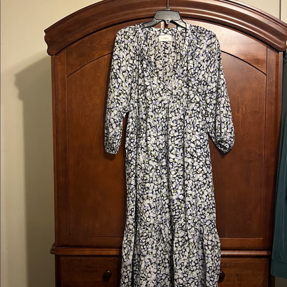 XiRENA Navy, Purple & Green Floral Midi Dress